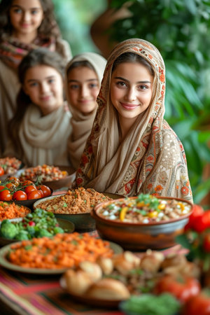 Multicultural Family Celebrates Iftar Dinner Togetherの素材
