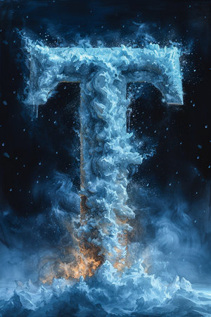 Watercolor Winter Wonders with Snow and Darkness with letter Tの素材