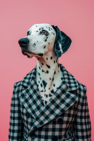 Ultra minimalism photography of a Dalmatian dog in Suitの素材