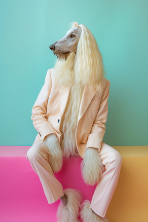 Ultra minimalism photography of a Mastiff Shepherd dog in Suitの素材