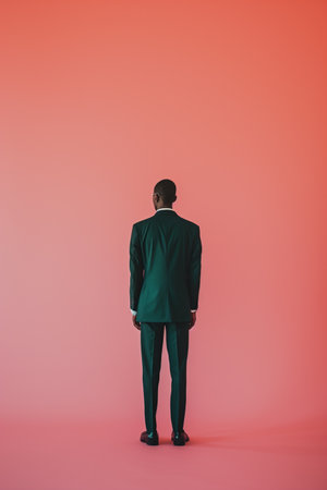 Minimalist Portrait of Faceless Figure, Pastel Backdropの素材