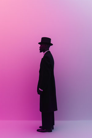 Minimalist Portrait of Faceless Figure, Pastel Backdropの素材