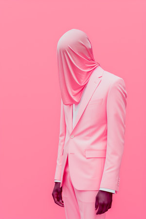 Minimalist Portrait of Faceless Figure, Pastel Backdropの素材