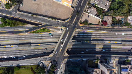Excellent aerial view of Av. Alfredo Benavides and VÃ­a Expresa Luis Bedoya Reyes in the city of...