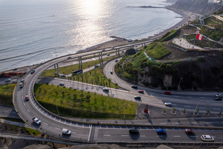 Highway of the Costa Verde, at the height of the district of Miraflores in the city of Lima, Peru.