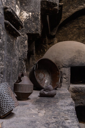 Dark stone kitchen, old style.の写真素材