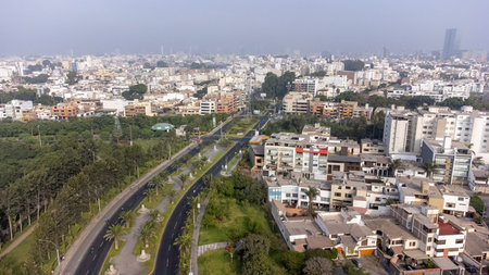 Aerial view of San Borja district in Lima, Peru.の写真素材