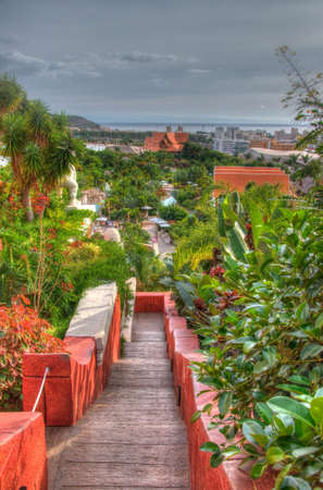 Park with palms and water slides, Tenerife, Canarian Islandsのeditorial素材