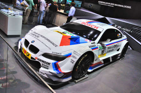 FRANKFURT - SEPT 14: BMW M3 E92 racing edition GT2 presented as world premiere at the 65th IAA (Internationale Automobil Ausstellung) on September 14, 2013 in Frankfurt, Germanyのeditorial素材