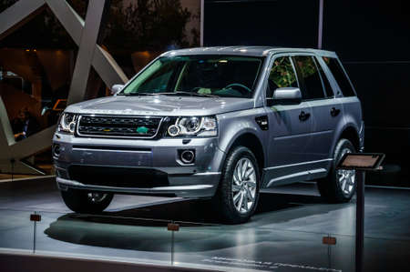 MOSCOW, RUSSIA - AUG 2012: LAND ROVER FREELANDER II presented as world premiere at the 16th MIAS Moscow International Automobile Salon on August 30, 2012 in Moscow, Russiaのeditorial素材