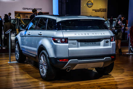 MOSCOW, RUSSIA - AUG 2012: LAND ROVER RANGE ROVER EVOQUE presented as world premiere at the 16th MIAS Moscow International Automobile Salon on August 30, 2012 in Moscow, Russiaのeditorial素材