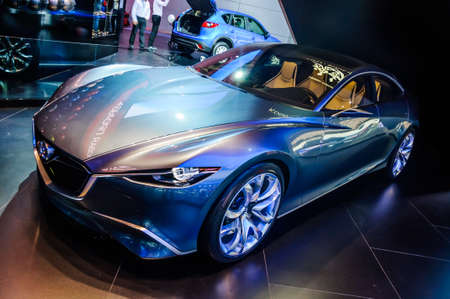 MOSCOW, RUSSIA - AUG 2012: MAZDA SHINARI CONCEPT presented as world premiere at the 16th MIAS Moscow International Automobile Salon on August 30, 2012 in Moscow, Russiaのeditorial素材