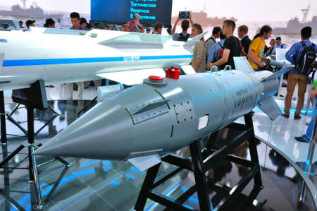 MOSCOW, RUSSIA - AUG 2015: guided bomb KAB-500S presented at the 12th MAKS-2015 International...