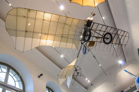 DRESDEN, GERMANY - MAY 2015: ancient flying machine with propeller in Dresden Transport Museum on May 25, 2015 in Dresden, Germanyのeditorial素材