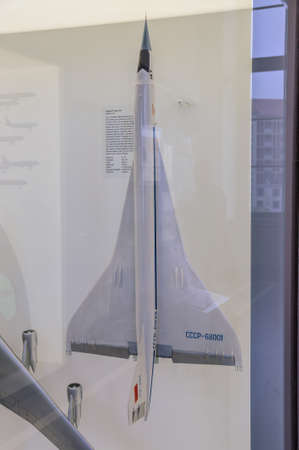 DRESDEN, GERMANY - MAY 2015: supersonic passenger jet Tupolev Tu-144 1964 in Dresden Transport Museum on May 25, 2015 in Dresden, Germanyのeditorial素材