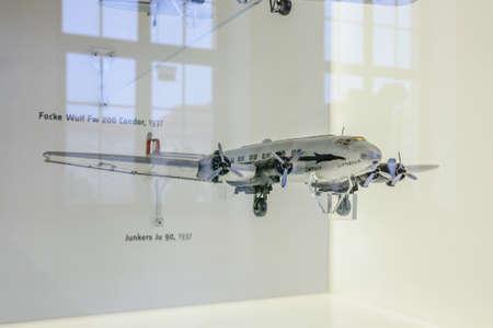 DRESDEN, GERMANY - MAY 2015: Passenger plane Junkers Ju 90 1937 Lufthansa in Dresden Transport Museum on May 25, 2015 in Dresden, Germanyのeditorial素材