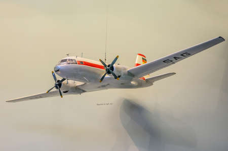 DRESDEN, GERMANY - MAY 2015: passenger aircraft Ilyushin IL-14P 1957 in Dresden Transport Museum on May 25, 2015 in Dresden, Germanyのeditorial素材