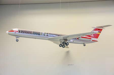 DRESDEN, GERMANY - MAY 2015: passenger aircraft Ilyushin IL-62 1963 in Dresden Transport Museum on May 25, 2015 in Dresden, Germanyのeditorial素材