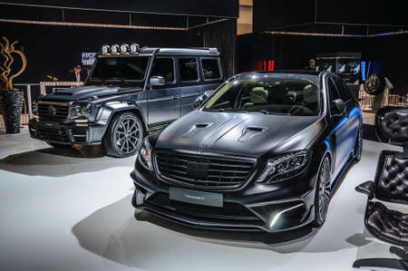 FRANKFURT - SEPT 2015: MANSORY BLACK EDITION Mercedes S Class AMG S63 presented at IAA International Motor Show on September 20, 2015 in Frankfurt, Germanyのeditorial素材