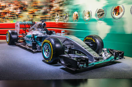 FRANKFURT - SEPT 2015: Mercedes-Benz Formula One F1 presented at IAA International Motor Show on September 20, 2015 in Frankfurt, Germanyのeditorial素材