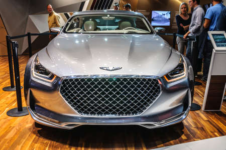 FRANKFURT - SEPT 2015: Hyundai Vision G Concept presented at IAA International Motor Show on September 20, 2015 in Frankfurt, Germanyのeditorial素材