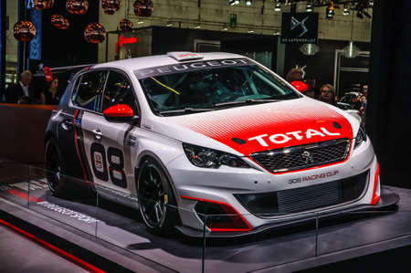 FRANKFURT - SEPT 2015: Peugeot 308 Racing Cup WRC WTCC presented at IAA International Motor Show on September 20, 2015 in Frankfurt, Germanyのeditorial素材