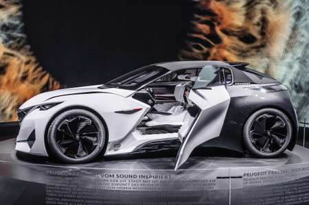 FRANKFURT - SEPT 2015: Peugeot Fractal Concept presented at IAA International Motor Show on September 20, 2015 in Frankfurt, Germanyのeditorial素材