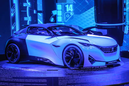 FRANKFURT - SEPT 2015: Peugeot Fractal Concept presented at IAA International Motor Show on September 20, 2015 in Frankfurt, Germanyのeditorial素材