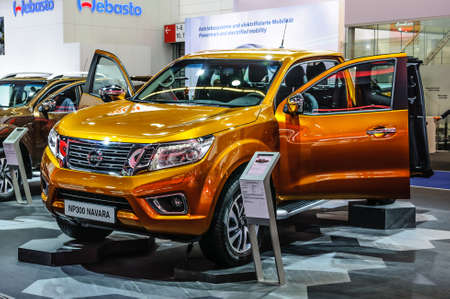 FRANKFURT - SEPT 2015: Nissan NP300 Navara presented at IAA International Motor Show on September...