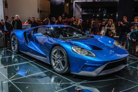 FRANKFURT - SEPT 2015: Ford GT supercar concept presented at IAA International Motor Show on...