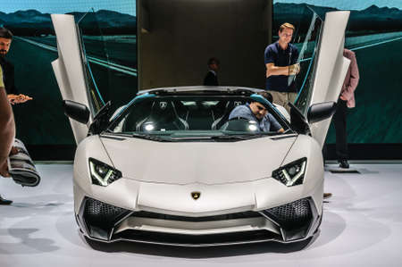 FRANKFURT - SEPT 2015: Lamborghini AVENTADOR LP 700-4 ROADSTER presented at IAA International Motor Show on September 20, 2015 in Frankfurt, Germanyのeditorial素材