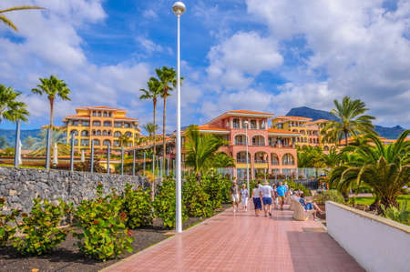 TENERIFE, SPAIN - DEC 2012: Hotel in resort Playa de Las Americas on December 6, 2012 in Tenerife, Spainのeditorial素材