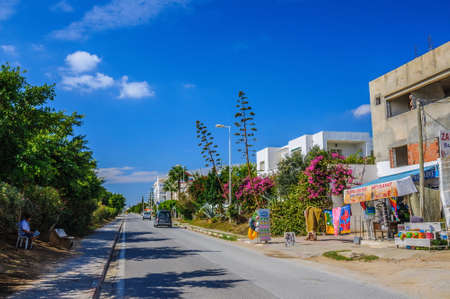HAMMAMET, TUNISIA - Oct 2014: Slum street with ruins on October 6, 2014 in Hammamet, Tunisiaのeditorial素材