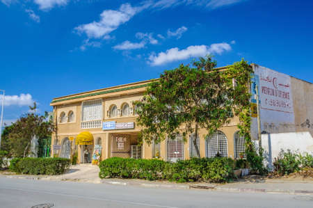 HAMMAMET, TUNISIA - Oct 2014: Slum street with ruins on October 6, 2014 in Hammamet, Tunisiaのeditorial素材