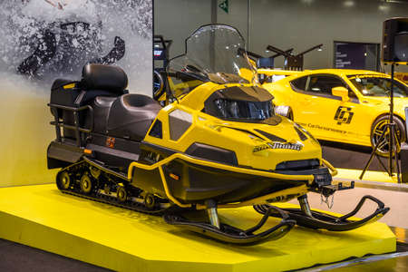 MOSCOW - AUG 2016: Snowmobile Stels 800 Viking presented at MIAS Moscow International Automobile Salon on August 20, 2016 in Moscow, Russia.のeditorial素材