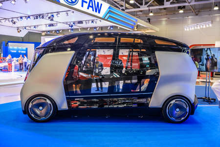 MOSCOW - AUG 2016: KamAZ "Shuttle" presented at MIAS Moscow International Automobile Salon on August 20, 2016 in Moscow, Russia.のeditorial素材