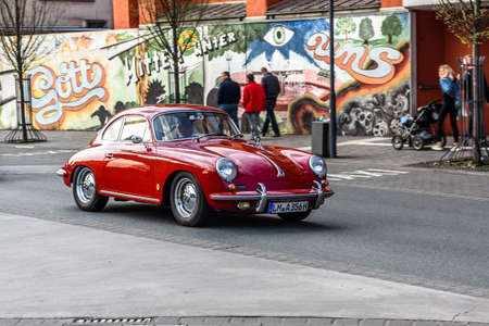 GERMANY, LIMBURG - APR 2017: red PORSCHE 356 COUPE 1948 in Limburg an der Lahn in Hesse, Germany