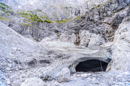 Ice cave under glacier in Alps mountains near Koenigssee, Konigsee, Berchtesgaden National Park,...