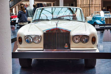 FRIEDRICHSHAFEN - MAY 2019: white ROLLS-ROYCE CORNICHE 1986 cabrio at Motorworld Classics Bodensee...