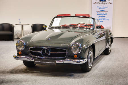FRIEDRICHSHAFEN - MAY 2019: gray grey MERCEDES-BENZ 190 SL 1957 cabrio roadster at Motorworld...