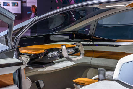 FRANKFURT, GERMANY - SEPT 2019: silver AUDI AI:ME - AIME E-TRON, electric car concept study, IAA...