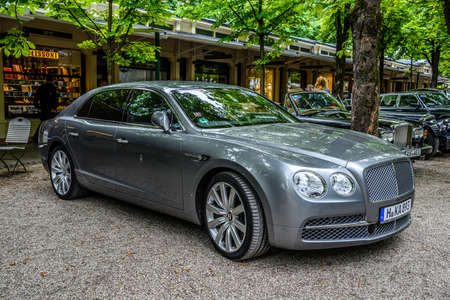BADEN BADEN, GERMANY - JULY 2019: gray silver BENTLEY CONTINENTAL GT GTC first generation cabrio...