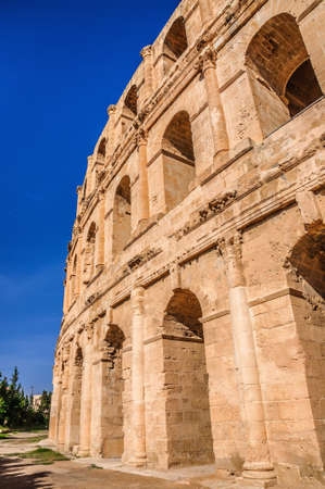Ruins of the largest coliseum in North Africa. El Jem, Tunisia, UNESCO.の写真素材