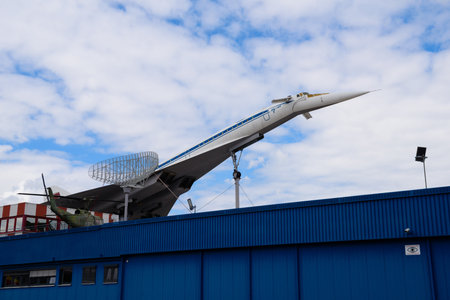 SINSHEIM, GERMANY - MAI 2022: white blue Tupolev Tu-144 Soviet supersonic passenger airliner 1968のeditorial素材