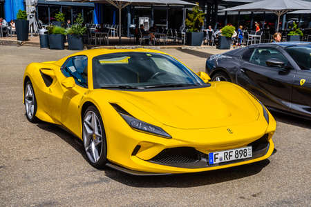 SINSHEIM, GERMANY - MAI 2022: yellow Ferrari F8 Type F142MFL.のeditorial素材