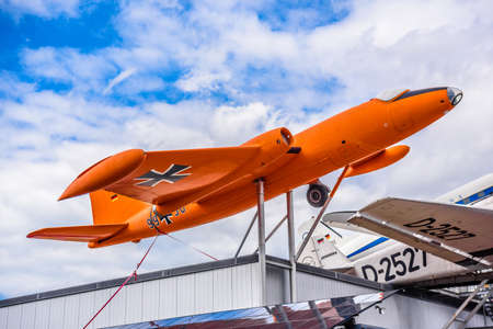 SINSHEIM, GERMANY - MAI 2022: orange jet jet-powered medium bomber English Electric Canberra B.2...