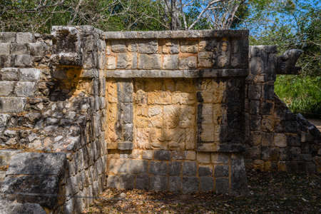 Ruins of El Osario pyramid, Chichen Itza, Yucatan, Mexico, Maya civilization.