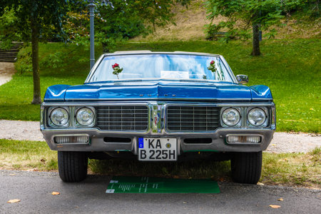 BADEN BADEN, GERMANY - JULY 2019: blue BUICK WILDCAT 2nd generation full-size car cabrio 1965 1970,...