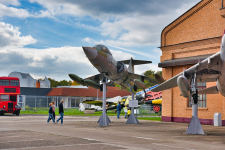 SPEYER, GERMANY - OCTOBER 2022: Lockheed F-104 Starfighter american West German Luftwaffe supersonic air superiority jet fighter-bomber combat trainer aircraft in the Technikmuseum Speyer.のeditorial素材