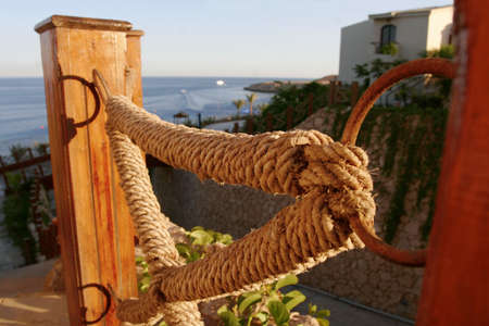 sunny rope on the seasideの写真素材